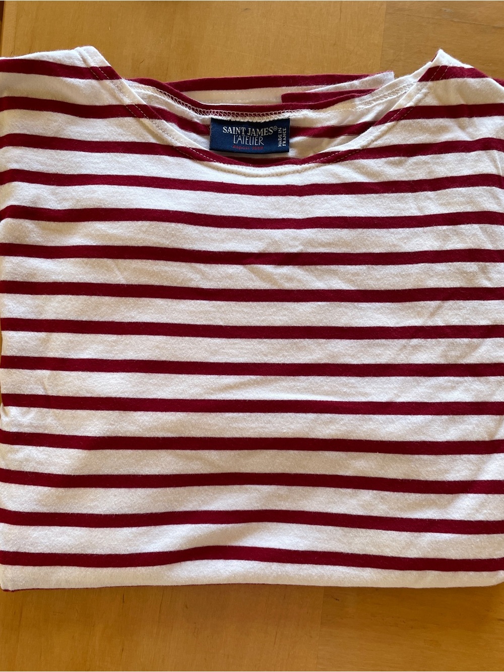 Saint James Breton Stripe Boatneck Tee in White and Red